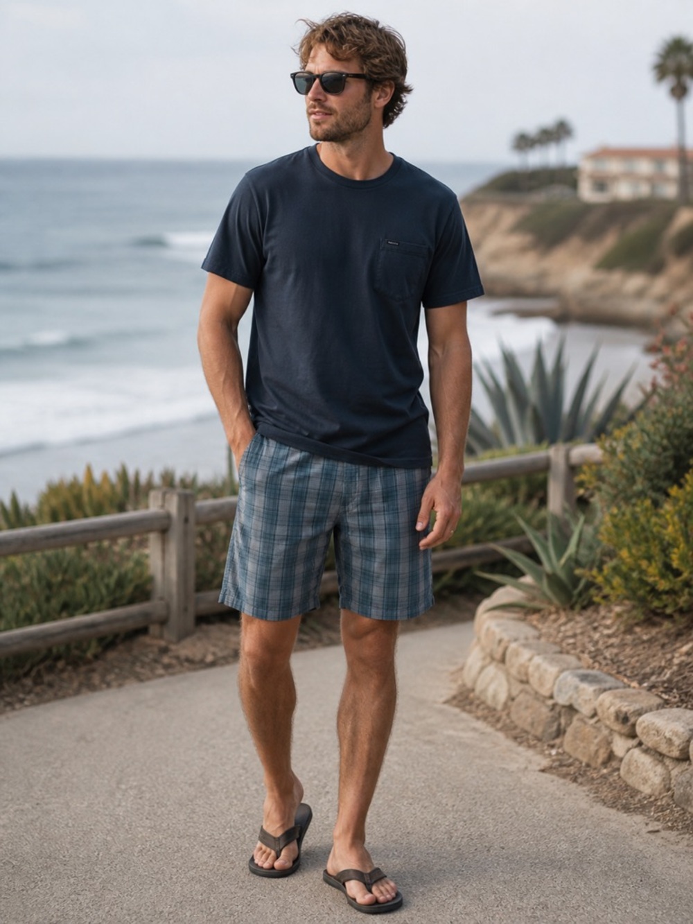 Hurley Green Blue Plaid Outdoor Summer Beach Shorts